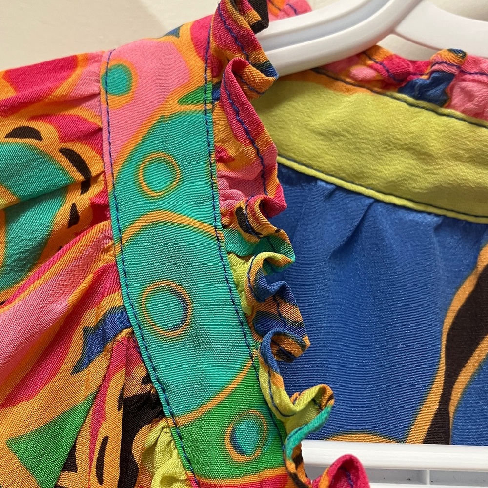 Lilly Pulitzer Elsa silk long sleeve blouse, rare Starry Blue Drama Queen XS - Picture 7 of 11